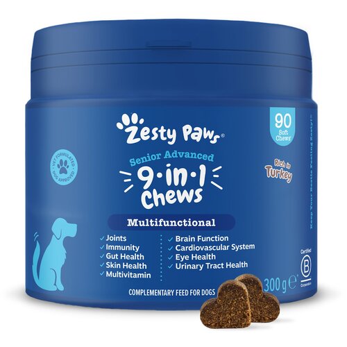 Zesty Paws Senior Advanced 9-in-1 Chews priboljški s puranom - Varčno pakiranje: 2 x 90 žvečilnih tablet Cene