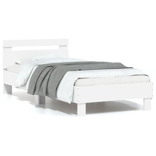 VidaXL Posteljni okvir z vzglavjem bel 90x190 cm inženirski les Slike