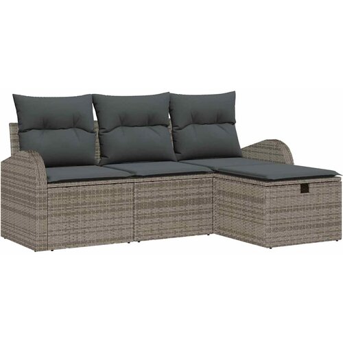 Sjedeća garnitura za vrt 4 kom. Siva poliratan Crna 179 x 117 x 85 cm Slike
