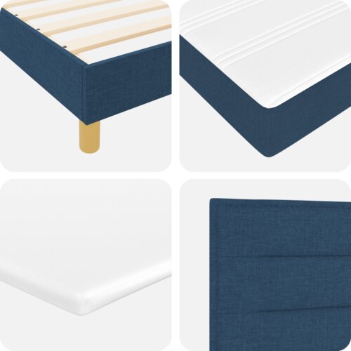 Box Spring krevet s madracem plave boje 90x200 cm tkanina Slike