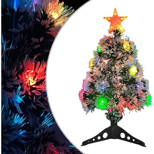 vidaXL Umetna novoletna jelka LED bela in modra 64 cm optična vlakna Cene