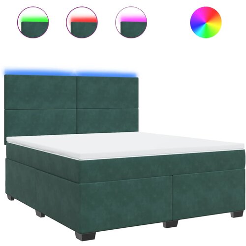 vidaXL Box spring postelja z vzmetnico temno zelena 180x200 cm žamet, (21307652) Cene