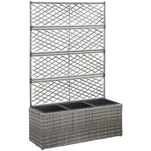 VidaXL Visoka greda z oporno mrežo in 3 lonci 83x30x130 cm siva Slike