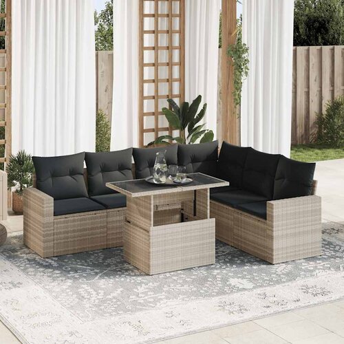 vidaXL 7-dijelni set vrtnih sofa svjetlosivi od poliratana Cijene