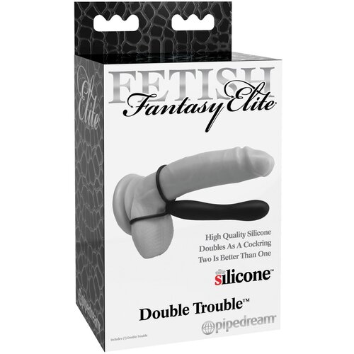 Pipedream Fetish Double Trouble - prsten za testise i penis s analnim dildom (crni) Cijene