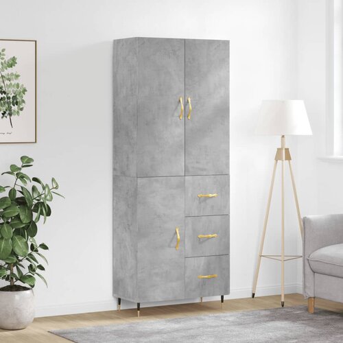 vidaXL Visoka komoda betonsko siva 69,5x34x180 cm inženirski les Cene