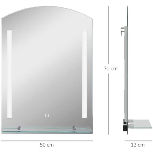  Kupaonsko ogledalo s LED rasvjetom elegantno i visokokvalitetno staklo aluminij plastika 50D x 12&amp;Scaron; x 70V cm Slike