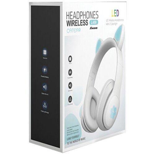X Wave L400 white bluetooth slu&amp;scaron;alice stereo sa mikrofonom/v5.3/FM/Aux/microSD Slike