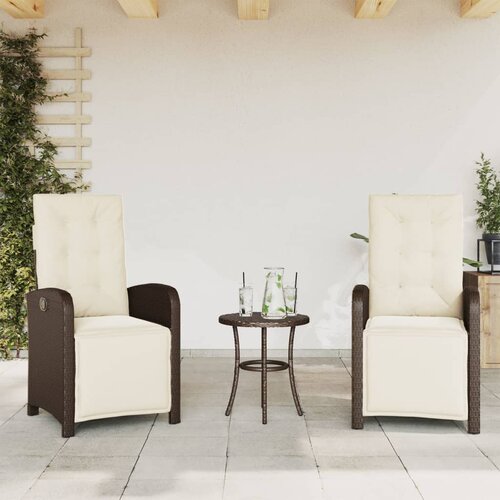 3-dijelni bistro set s jastucima smeđi od poliratana Slike