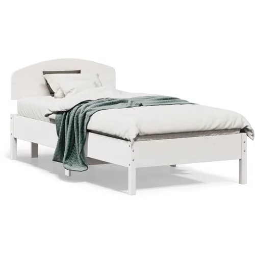  Okvir kreveta s uzglavljem bijeli 90 x 190 cm od borovine