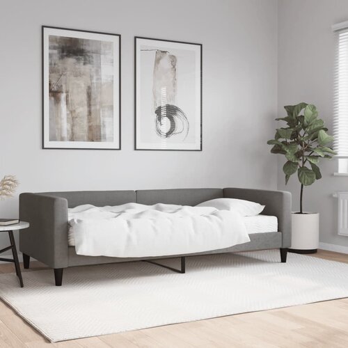 VidaXL Dnevna postelja z vzmetnico temno siva 90x200 cm blago Slike