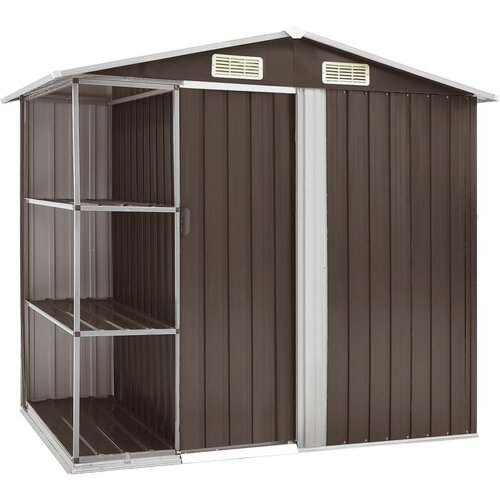 VidaXL Vrtna lopa s stojalom rjava 205x130x183 cm železna Slike