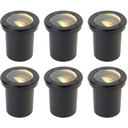 QAZQA Set van 6 smart buiten grondspot zwart verstelbaar IP65 incl. LED - Delux Slike
