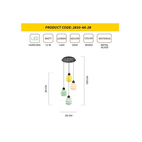 Wallity Luster 2830-4A, 120cm, 25 cm 12W, LED, 3000K Cene