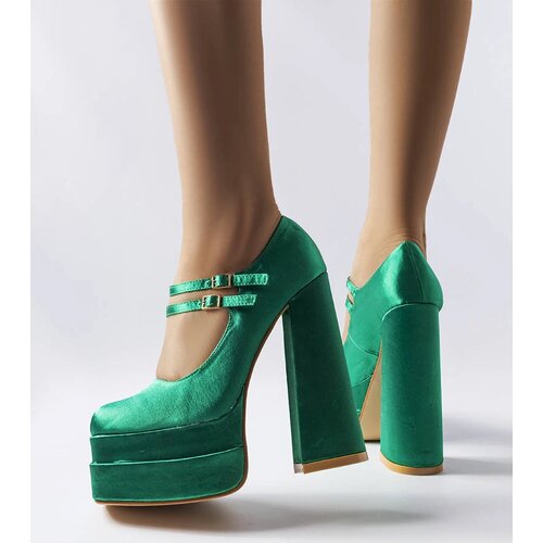 Gemre Green high block heel pumps Gabriel Cene