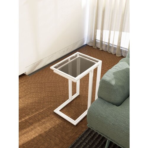 Hanah home Ibiza C - White, Fume WhiteFume Nesting Table (3 Pieces) Cene