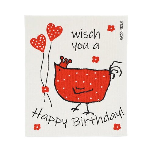 OWOSCHFETZN Gobasta krpa &amp;quot;Koko&amp;scaron; Berta - Happy Birthday&amp;quot; - Rdeča Slike