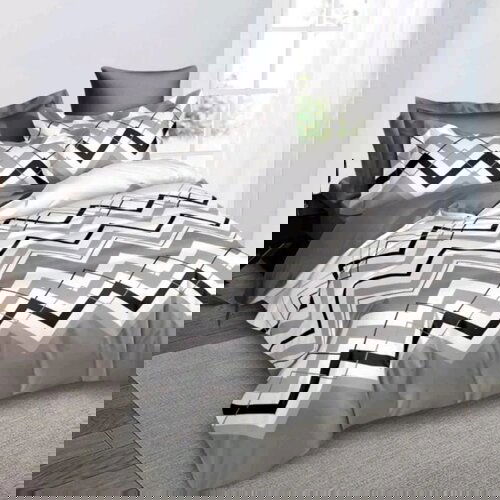  Siva bračna posteljina sa geometrijskim &amp;scaron;arama &amp;ndash; 200x220 moderni zig-zag dizajn Slike