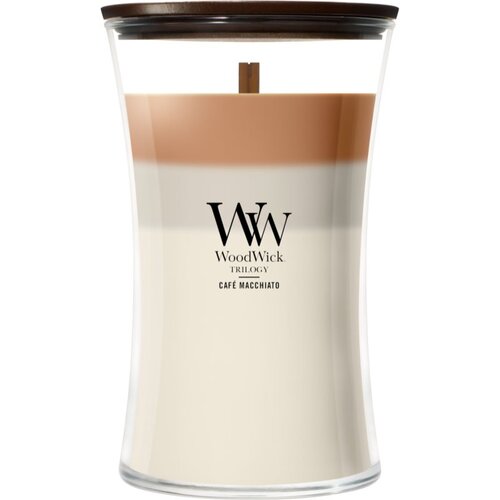 WoodWick Trilogy Caf&amp;eacute; Macchiato di&amp;scaron;eča sveča z lesenim stenjem 610 g Slike