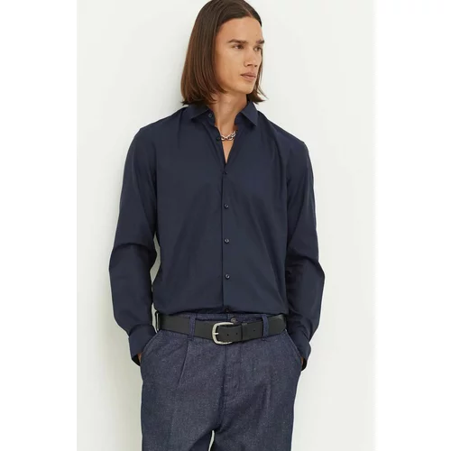 Hugo Pamučna košulja za muškarce, boja: tamno plava, slim, s klasičnim ovratnikom