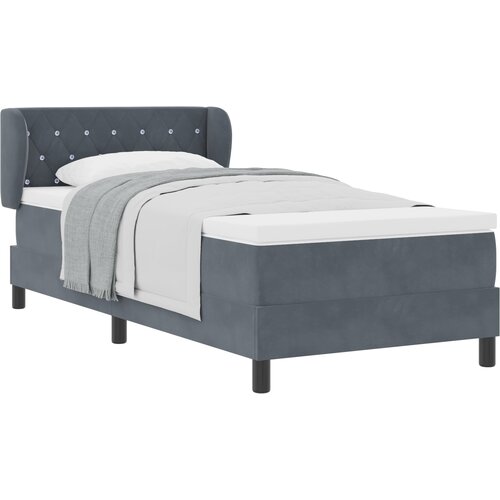 vidaXL Box Spring krevet s madracem tamnosive boje 90x190 cm od baršuna Cene