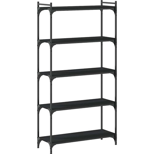  Regal za knjige s 5 razina crni 80x30x154 cm konstruirano drvo Slike