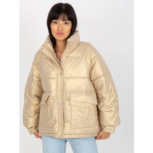 Fashion Hunters Gold down quilted jacket without a hood Cene