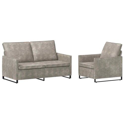  Set sofe 2 pcs Svjetlosiva Umjetni sued - Svjetlosiva Jednostruka + Dvostruka (140 cm) Slike