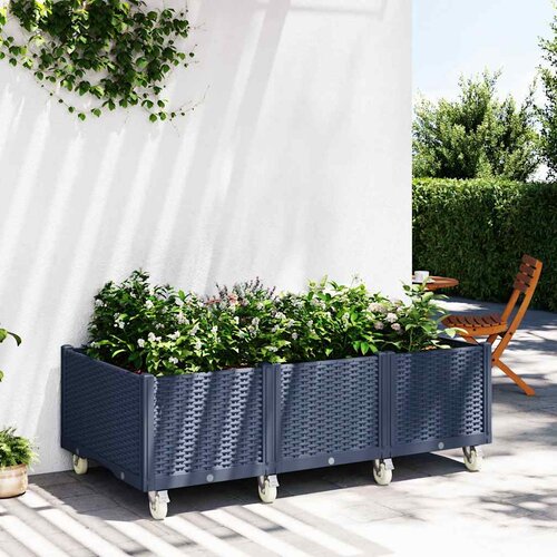 VidaXL cvetlično korito s kolesi modro sivo 150x80x54 cm pp Slike
