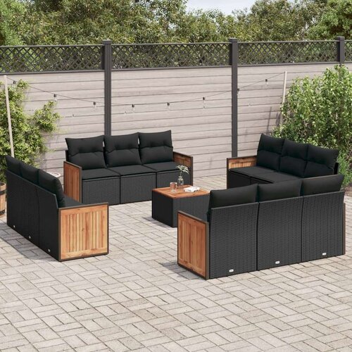  13-dijelni set vrtnih sofa s jastucima poliratan crni Cijene
