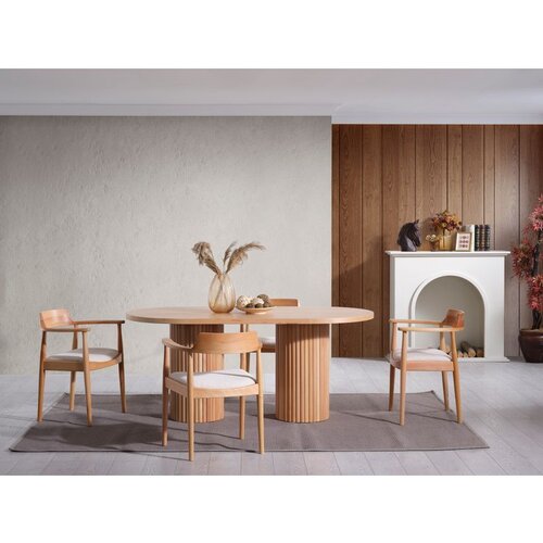 Hanah home napoli - natural natural dining table & chairs set (4 pieces) Cene