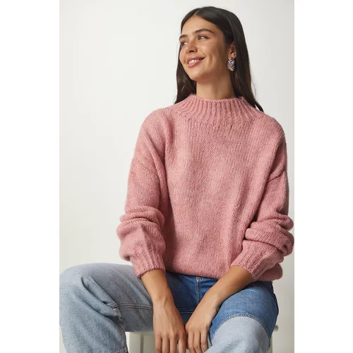 Happiness İstanbul Women's Dry Rose Standing Collar Basic Knitwear Sweater