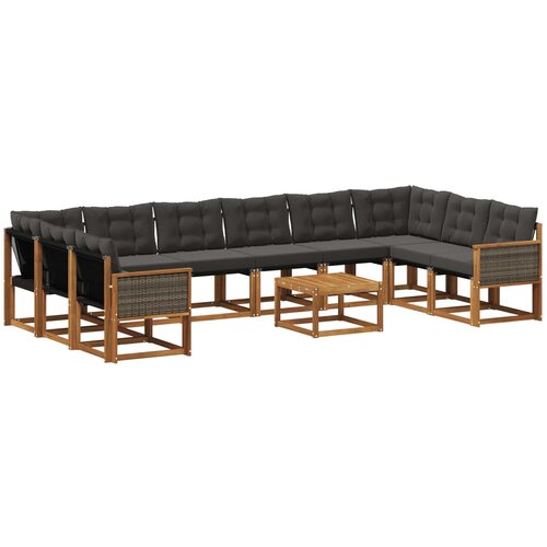 vidaXL Zunanja garnitura za sedenje z blazino 11 pcs Naravna in črna, (5000282147) Cene