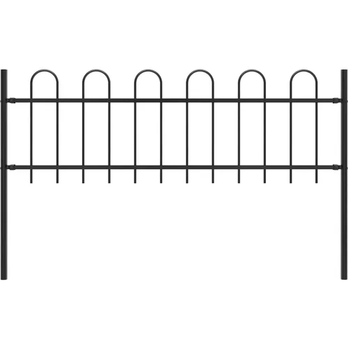vidaXL vrtna ograda s ukrasnim lukovima čelična 1,7 m crna