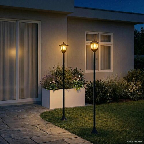 Set uličnih lampi with LED Bulb 2 kom. Crna 16 x 16 x 156 cm Slike