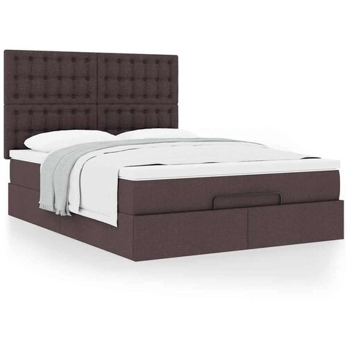  Otomanska postelja z vzmetnico rjav 140x190 cm blago, (22011854) Slike