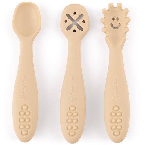 Petite&amp;amp;Mars Silikonske žlice za trening od 3 kom 6 m+ Take&amp;amp;Match, Desert Sand Slike