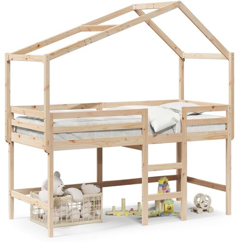 Maison Chic Postelja za odrasle - Posteljni Okvir z lestvijo in streho 90x200 cm borovina, (22082507) Cene