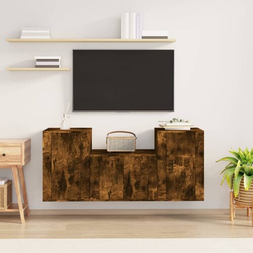 VidaXL Komplet TV omaric 3-delni dimljen hrast konstruiran les Slike