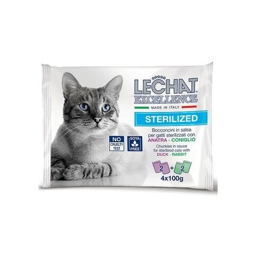 Monge LeChat Excellente sos Cat Adult Sterilised - Pačetina i zečetina 4x100g Slike