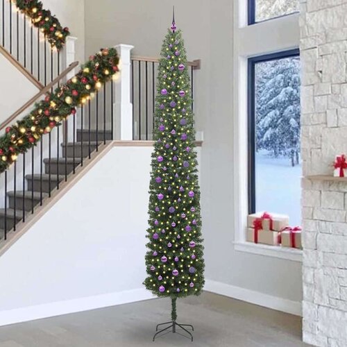 vidaXL Umestno božično drevo Zelena 300 cm PVC in Jeklo in Plastika Cene