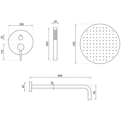 REA Bath Komplet za tu&amp;scaron;iranje za vgradnjo Argon Brush Copper + BOX Slike