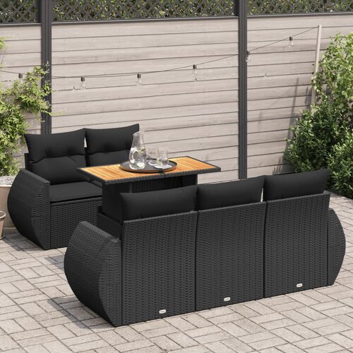 vidaXL 6-dijelni set vrtnih sofa s jastucima crni od poliratana Cijene