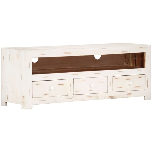 VidaXL TV omarica trden akacijev les 110x30x40 cm bela, (20731019) Slike