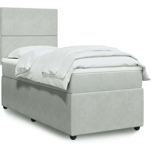VidaXL Box spring krevet s madracem svjetlosivi 90x190 cm bar&amp;scaron;unasti Slike