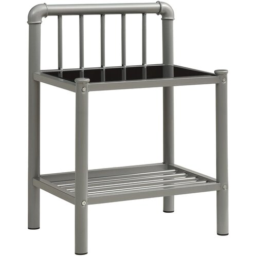 Maison Chic Nočna omarica - Nočna miza siva in črna 45x34,5x62,5 cm kovina in steklo, (21689576) Slike