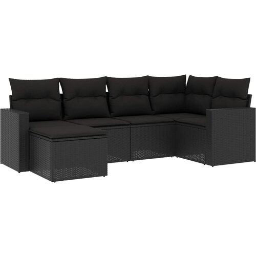  6-dijelni set vrtnih sofa s jastucima crni od poliratana Crna 234 x 124 x 69 cm Slike