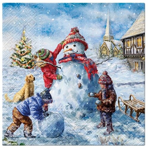 Salvete za dekupaž snowman fun - 1 kom Slike