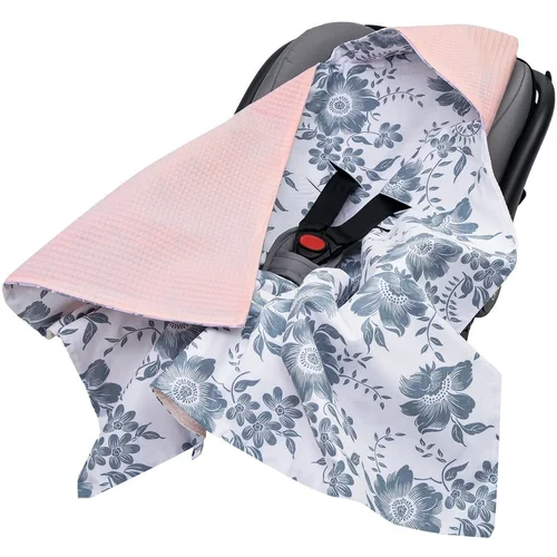 Medi Partners Baby carrier wrap – blanket with hood 85x85 cm – Wafel – Jelonki + gray Wafel