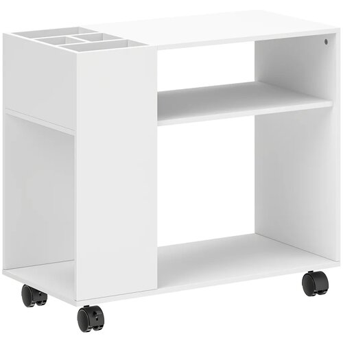  Stalak/stol za pisač s podijeljenim odjeljkom i prostorom za pohranu za uredsku upotrebu 70 x 34 x 60 cm bijeli Slike